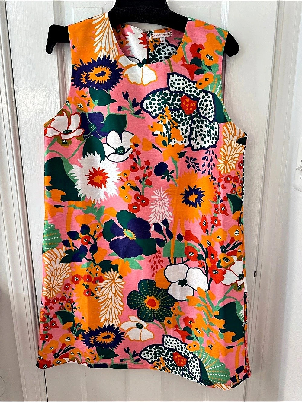 Frances Valentine Floral Mini Dress Pink & Orange Size Medium Like New